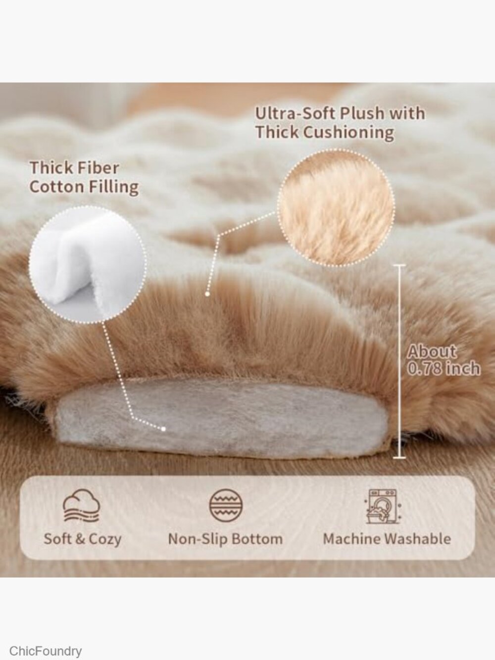 Plush Faux Fur Kneading Cat Bed Mat Non-Slip Machine Washable 23x15 - Picture 5 of 6
